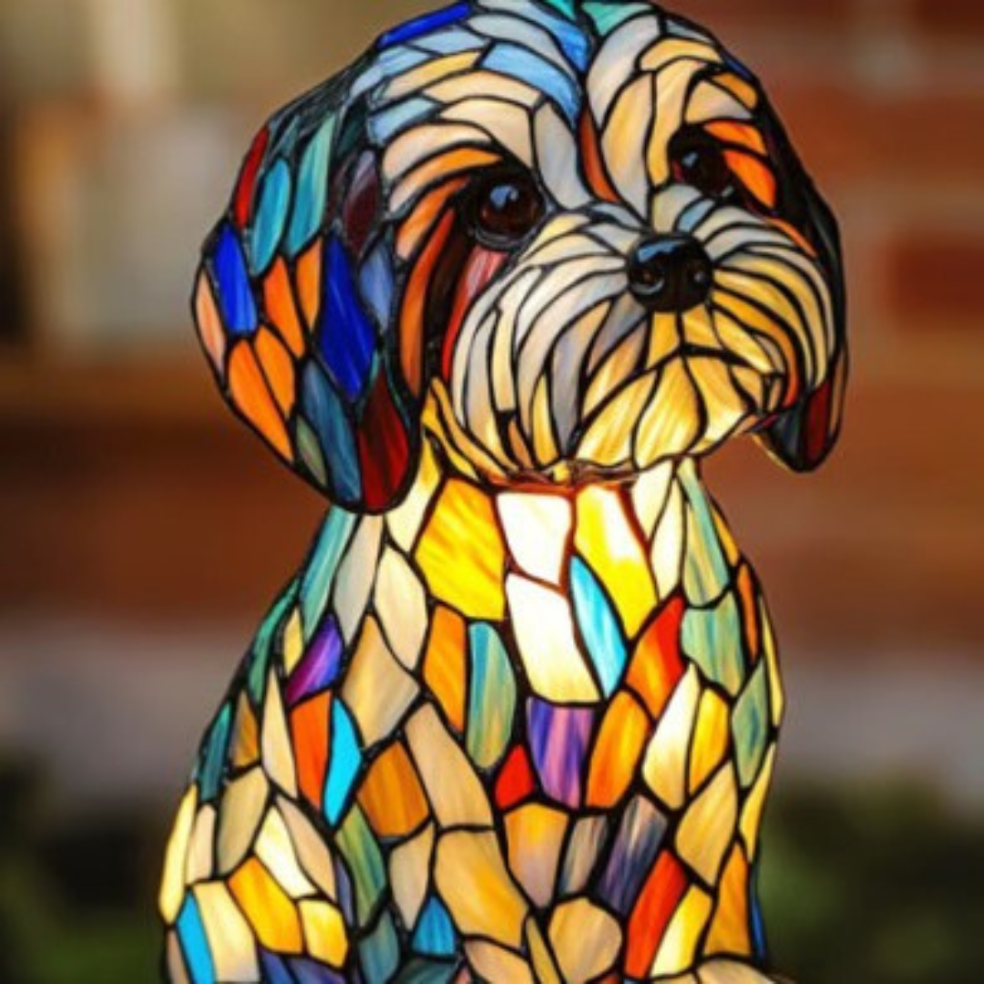 Papouille | Magische hondenlamp van gekleurd glas