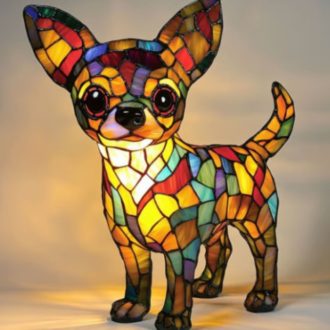 Choupette | Magische hondenlamp van gekleurd glas