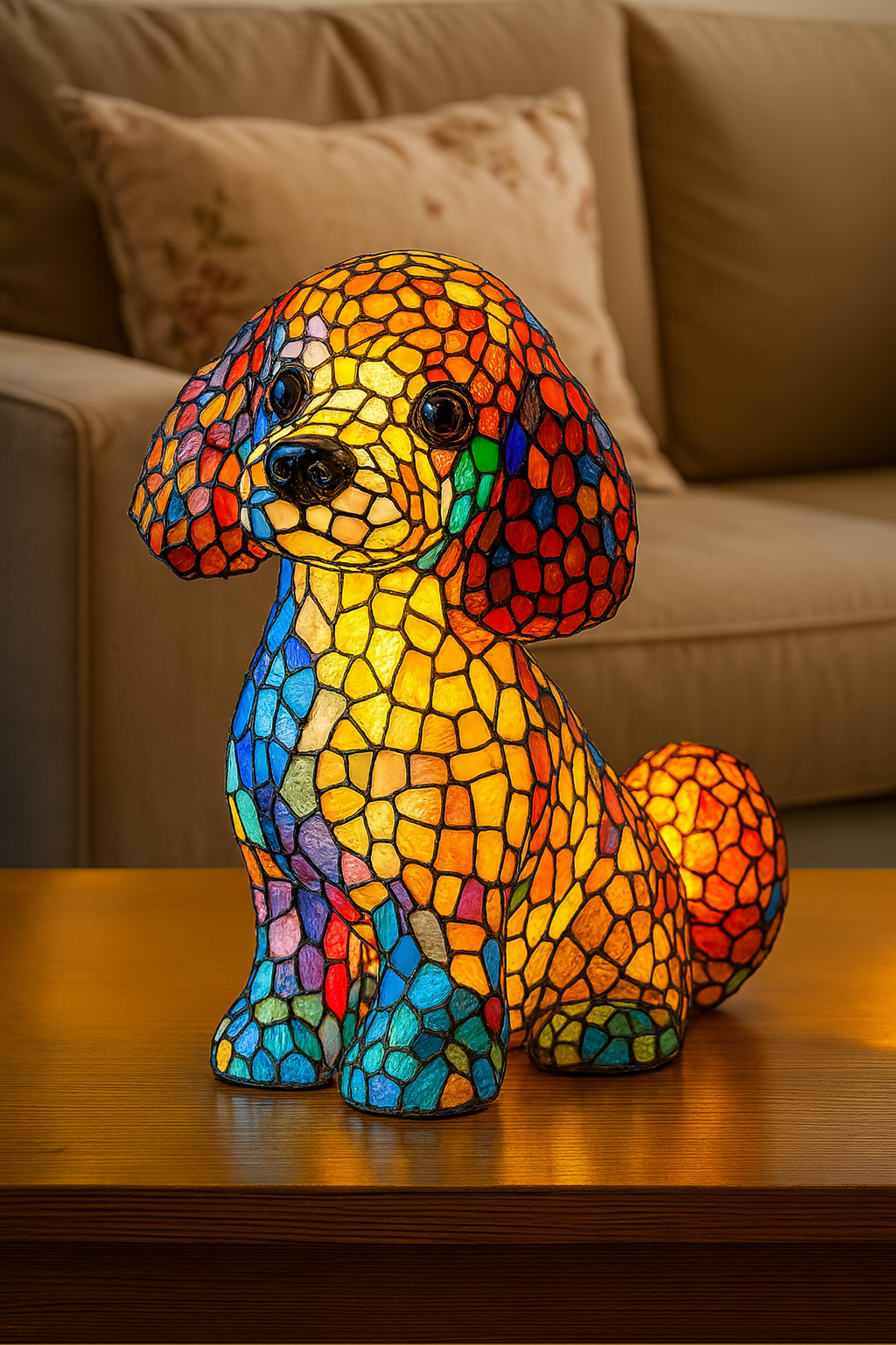 Kiki | Magische Hondenlamp van Gekleurd Glas
