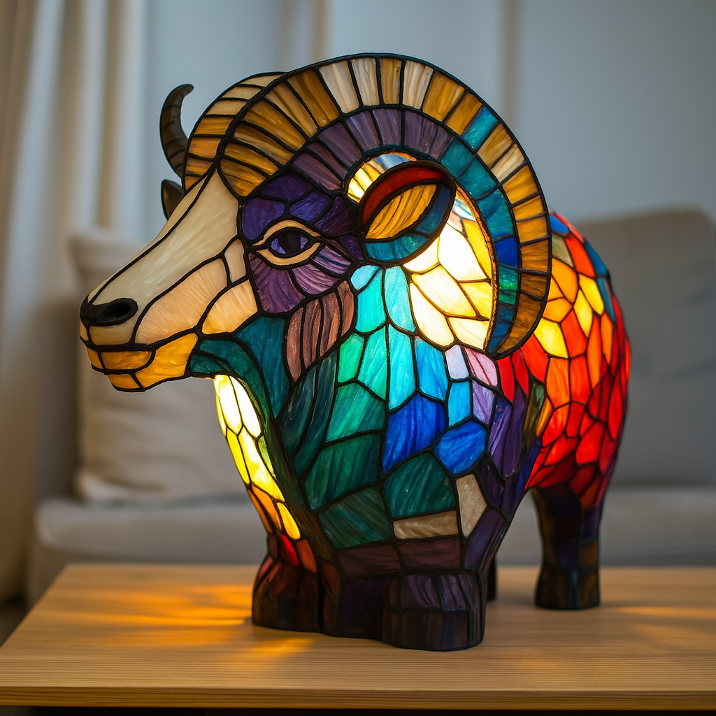Bijou | Magische Geit Lamp van Gekleurd Glas