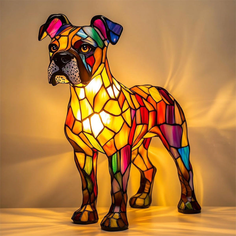 Tyson | Magische hondenlamp van gekleurd glas