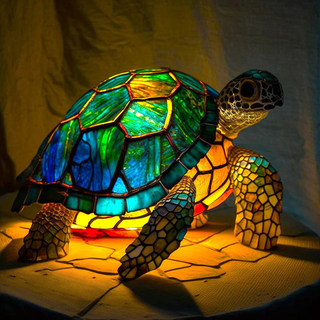 Sammy | Magische schildpadlamp van gekleurd glas