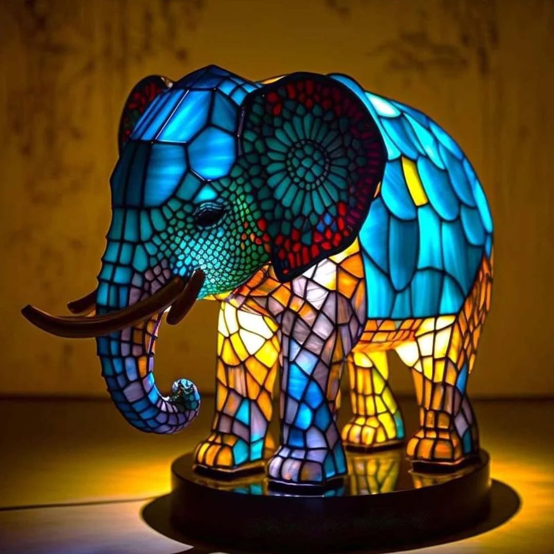 Rajah | Magische olifantenlamp van gekleurd glas