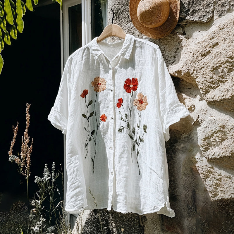 Zomerblouse "Marktdag" – Rustig & stijlvol