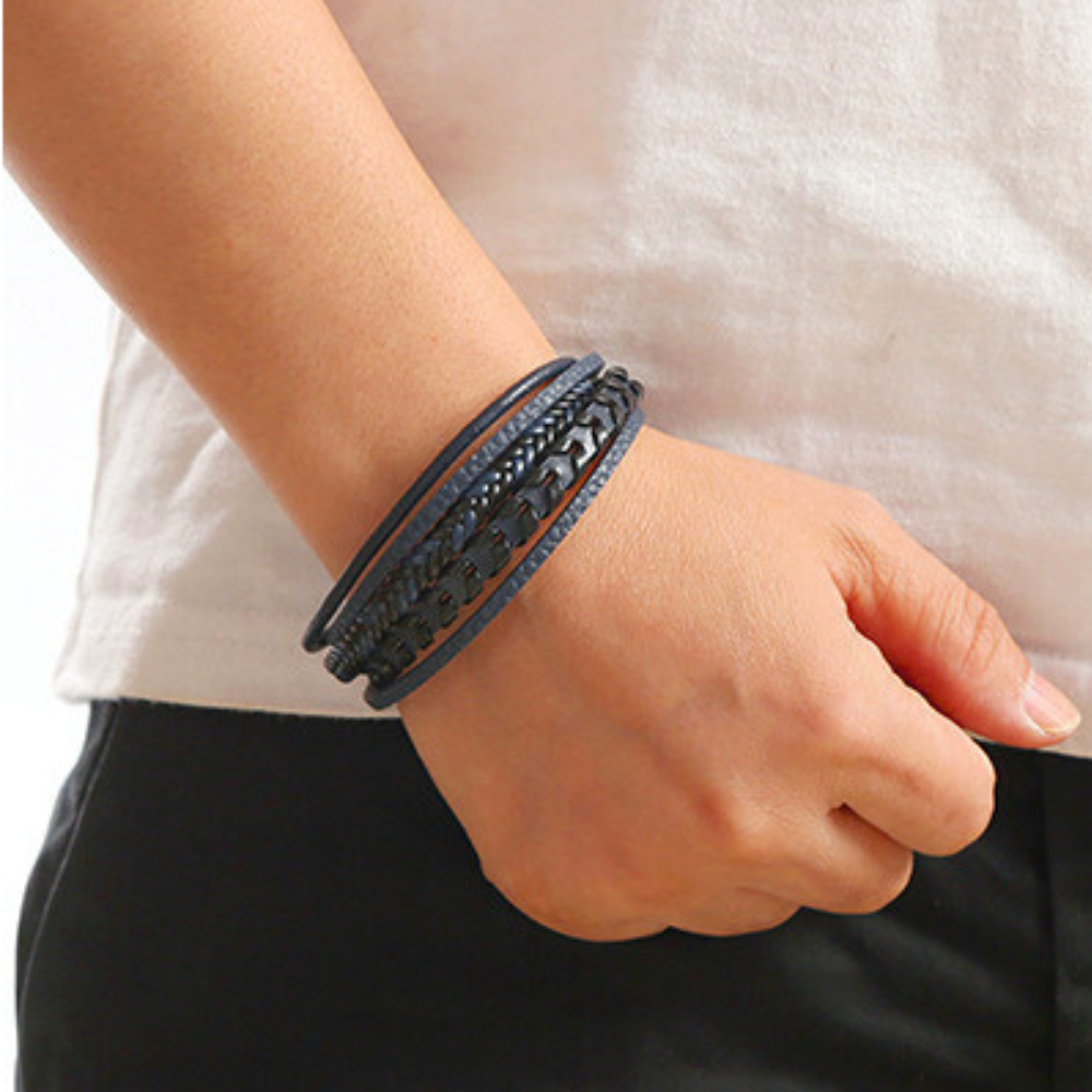 Ragnar Band - Leren Gevlochten Viking Armband