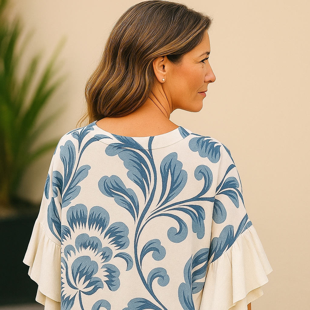 Zomerblouse "Marktdag" – Zacht & chique