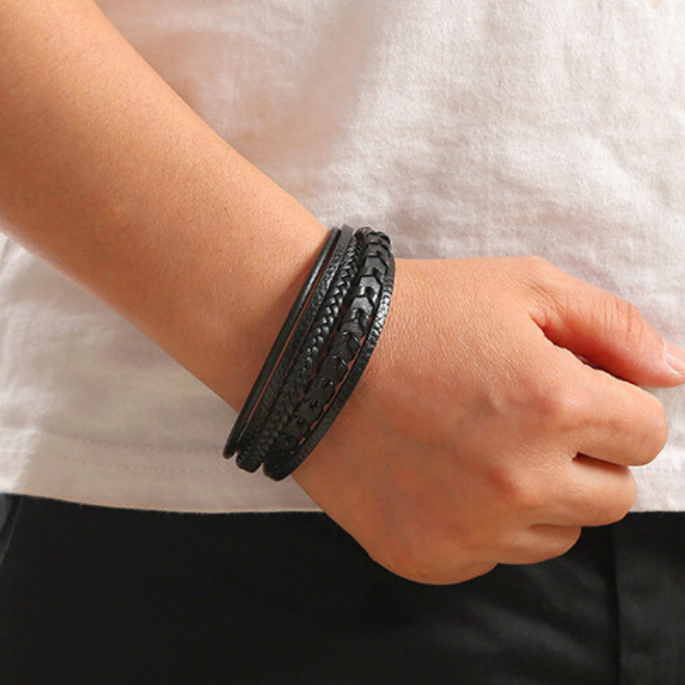 Ragnar Band - Leren Gevlochten Viking Armband
