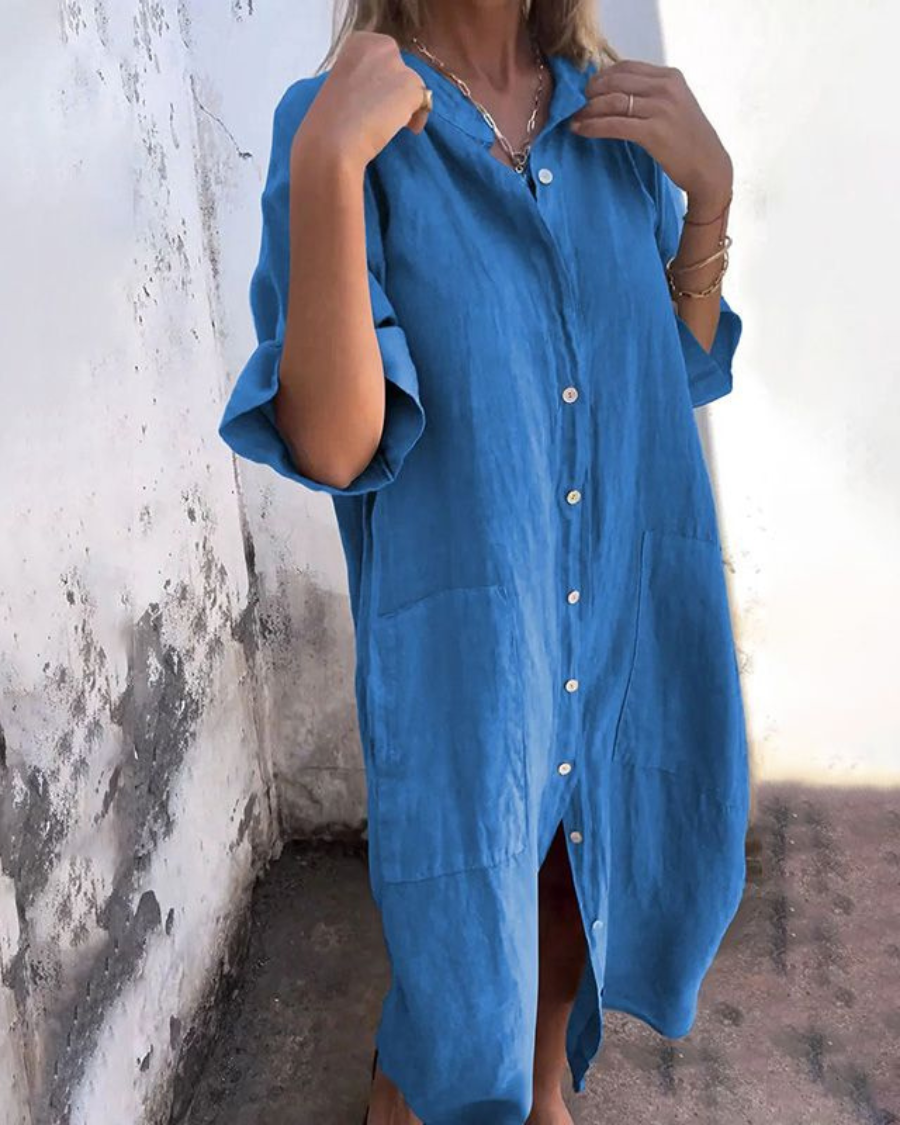 Melanie | Ibiza Style Casual Enkelhoogte Overhemdjurk