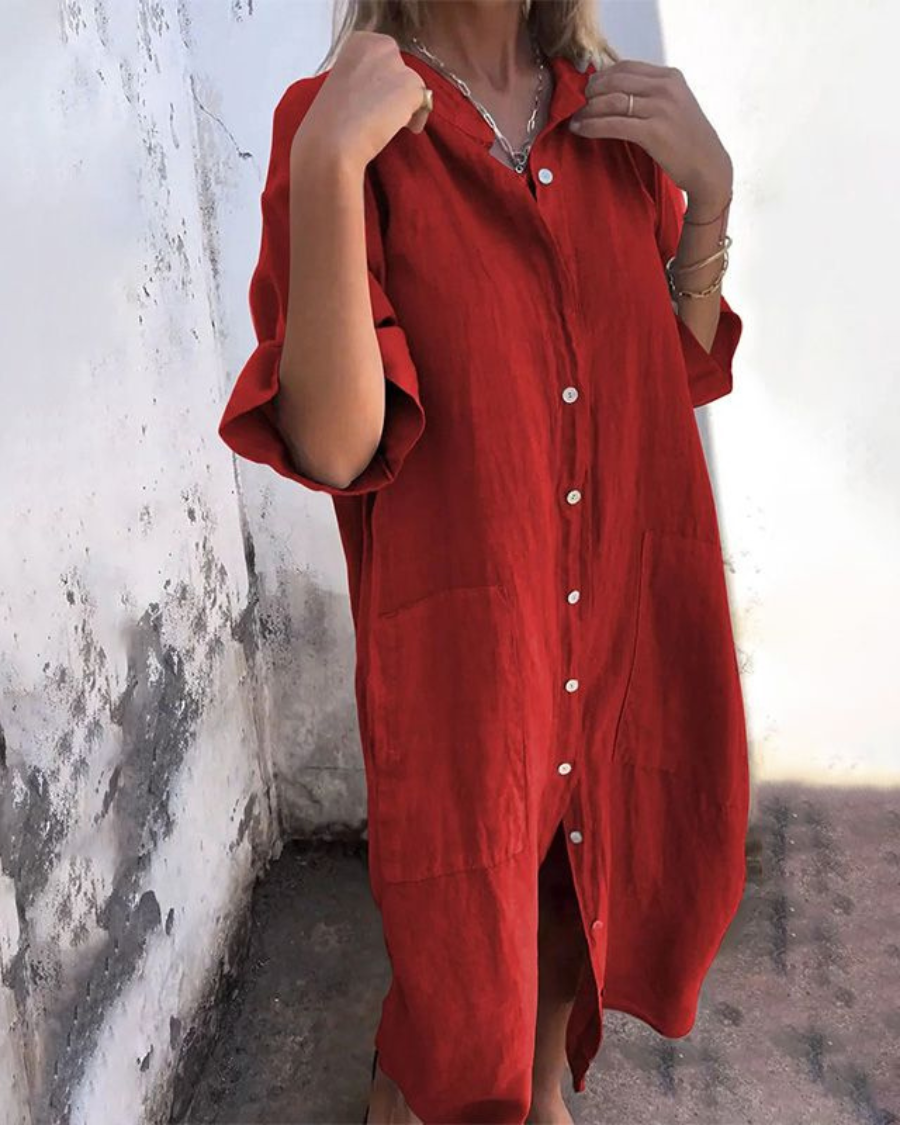 Melanie | Ibiza Style Casual Enkelhoogte Overhemdjurk