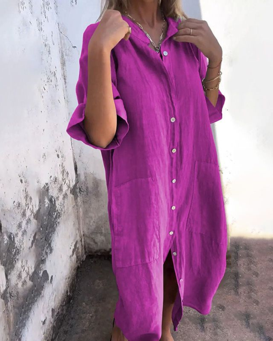 Melanie | Ibiza Style Casual Enkelhoogte Overhemdjurk