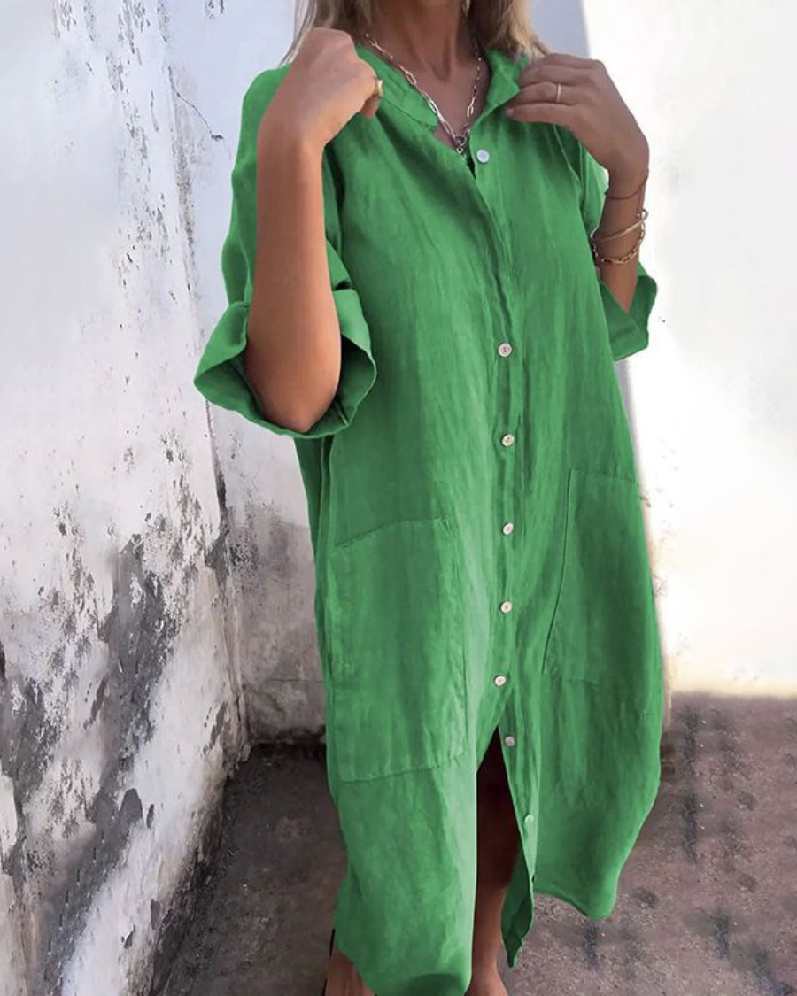 Melanie | Ibiza Style Casual Enkelhoogte Overhemdjurk