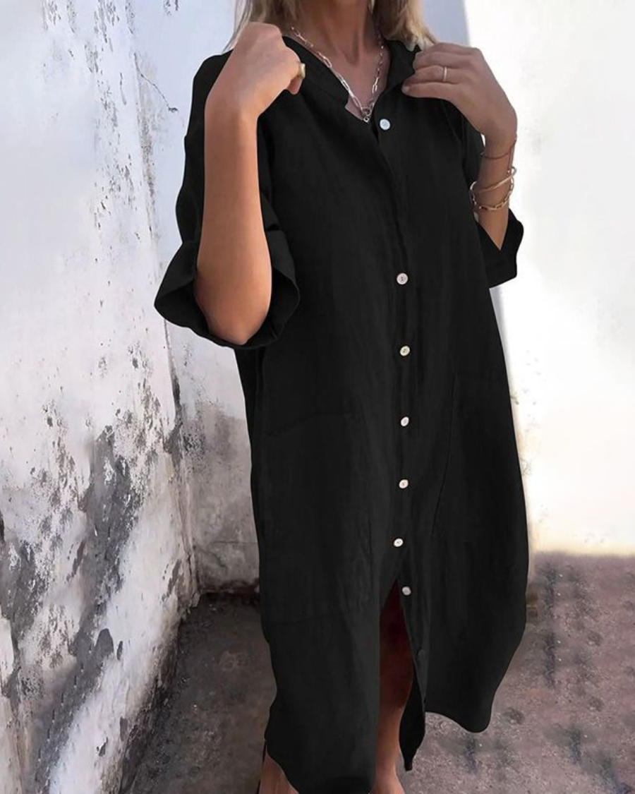 Melanie | Ibiza Style Casual Enkelhoogte Overhemdjurk