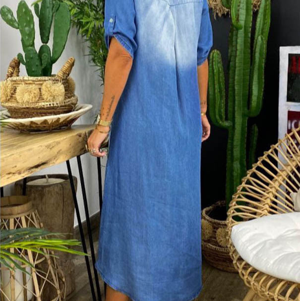 Ilse™ | Zomer V Hals Half Denim Jurk