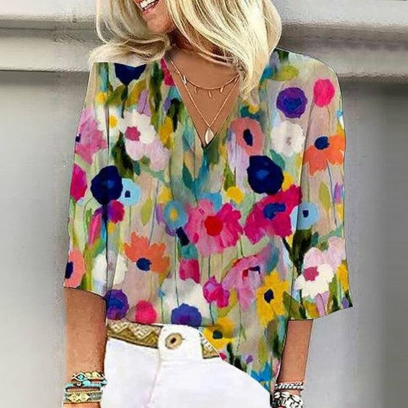 Zomerblouse "Tuinfeest" – Elegant & rustig