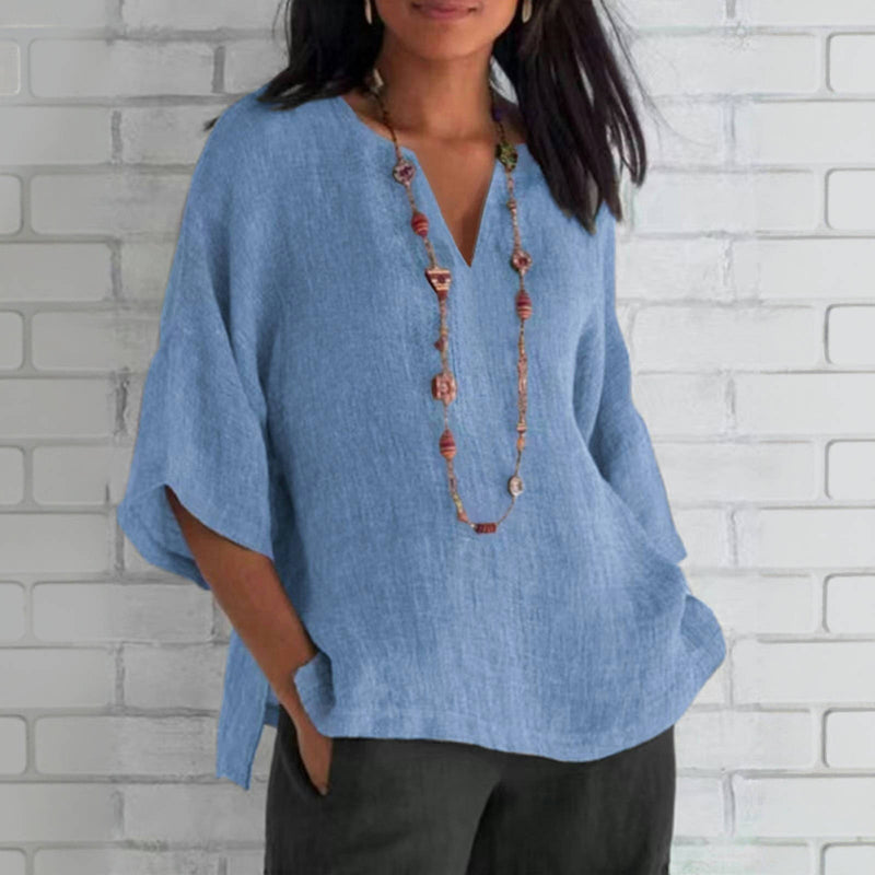 Zomerblouse "Koffietijd" – Chic & natuurlijk