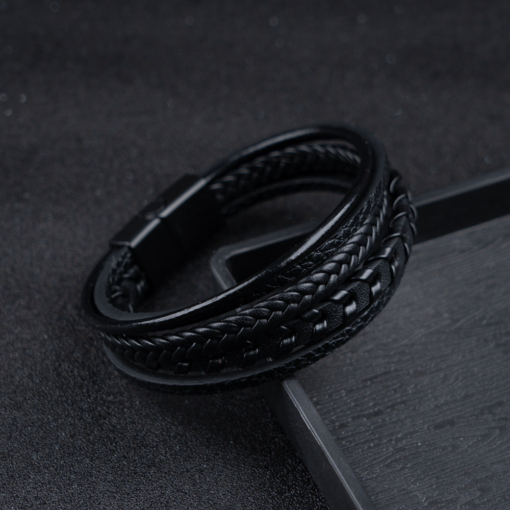 Ragnar Band - Leren Gevlochten Viking Armband