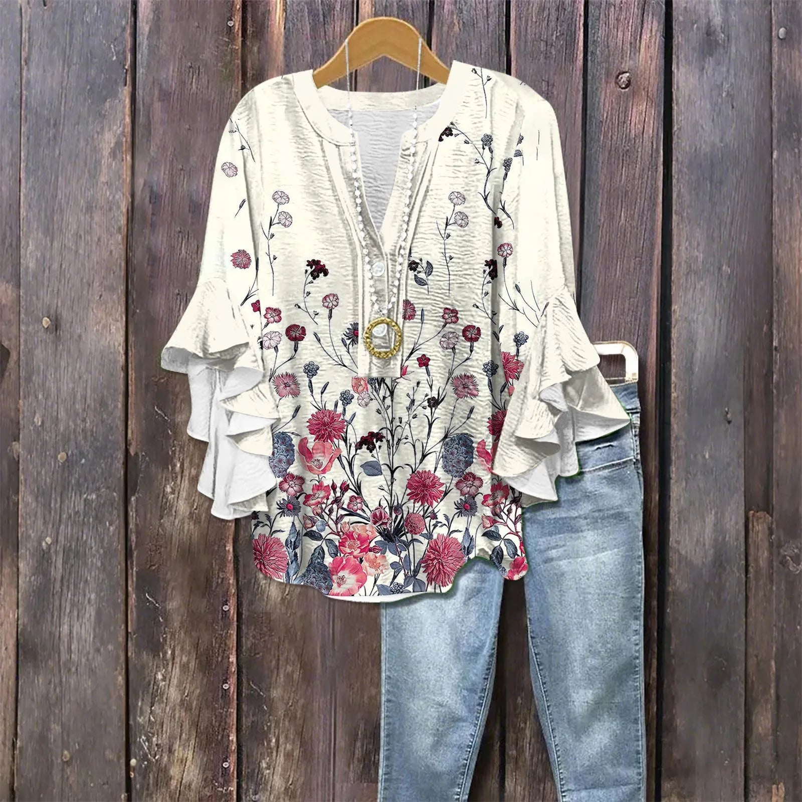 Zomerblouse "Tuinfeest" – Rustig & stijlvol