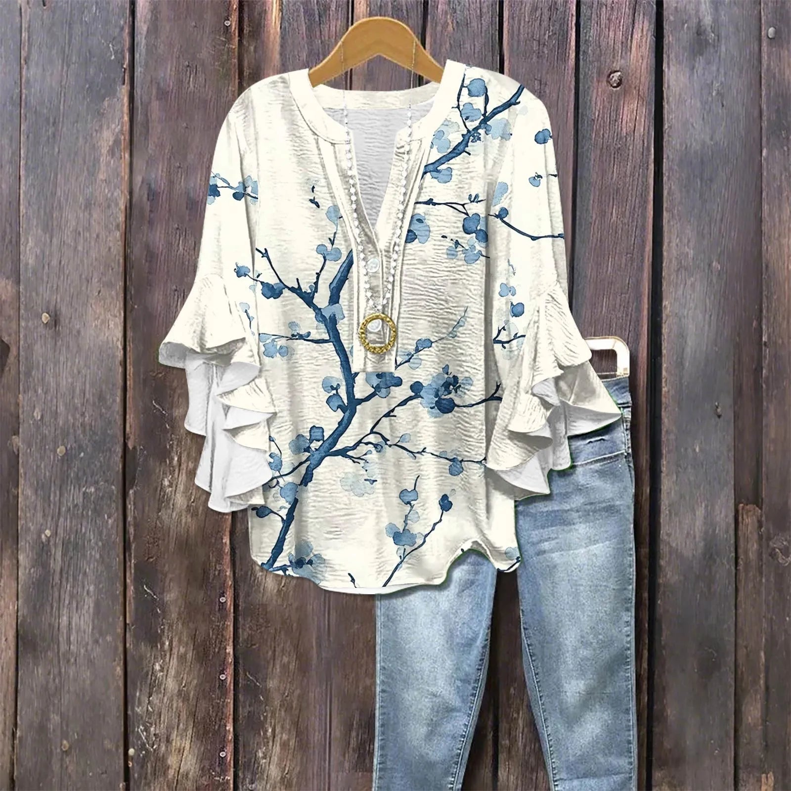 Zomerblouse "Tuinfeest" – Rustig & stijlvol