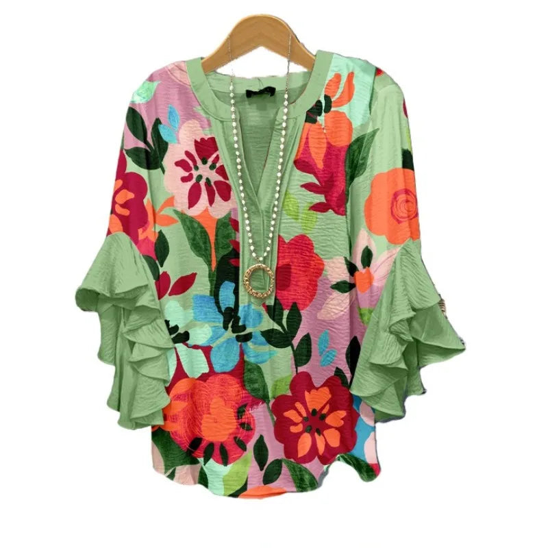 Zomerblouse "Tuinfeest" – Fris & vrouwelijk
