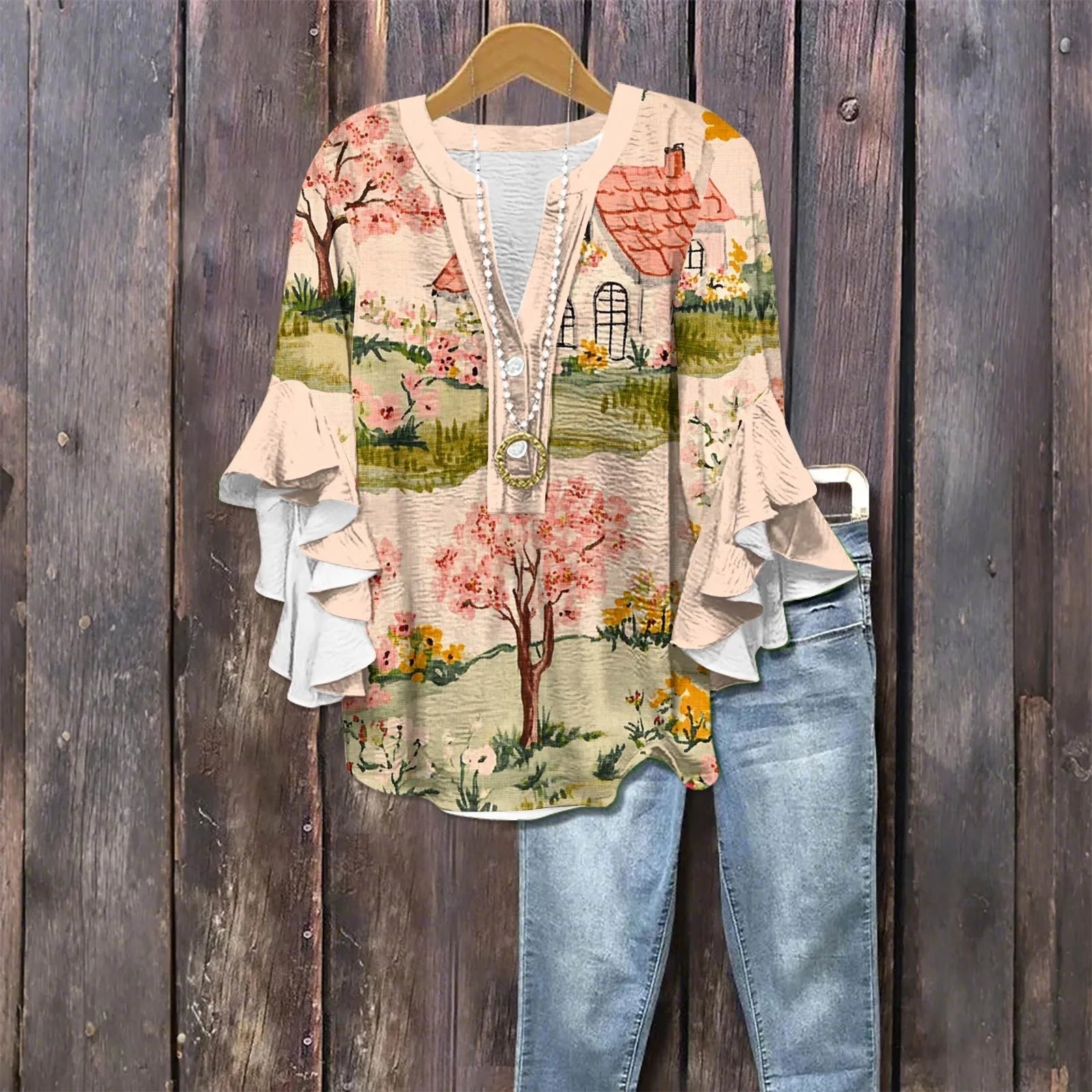 Zomerblouse "Tuinfeest" – Rustig & stijlvol
