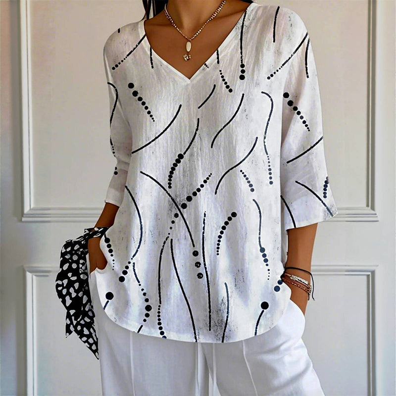 Zomerblouse "Marktdag" – Elegant & rustig